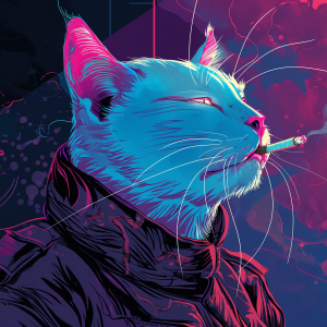 Gato Neón en Trance – Arte Digital Cyberpunk